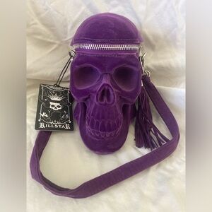 Killstar Purple Velvet Skull Bag